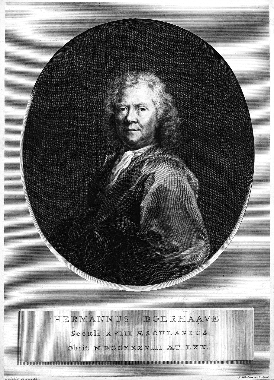 Herman Boerhaave, kaiverrettu Jacobus Houbrakenin toimesta. tekijältä Jan Wandelaar