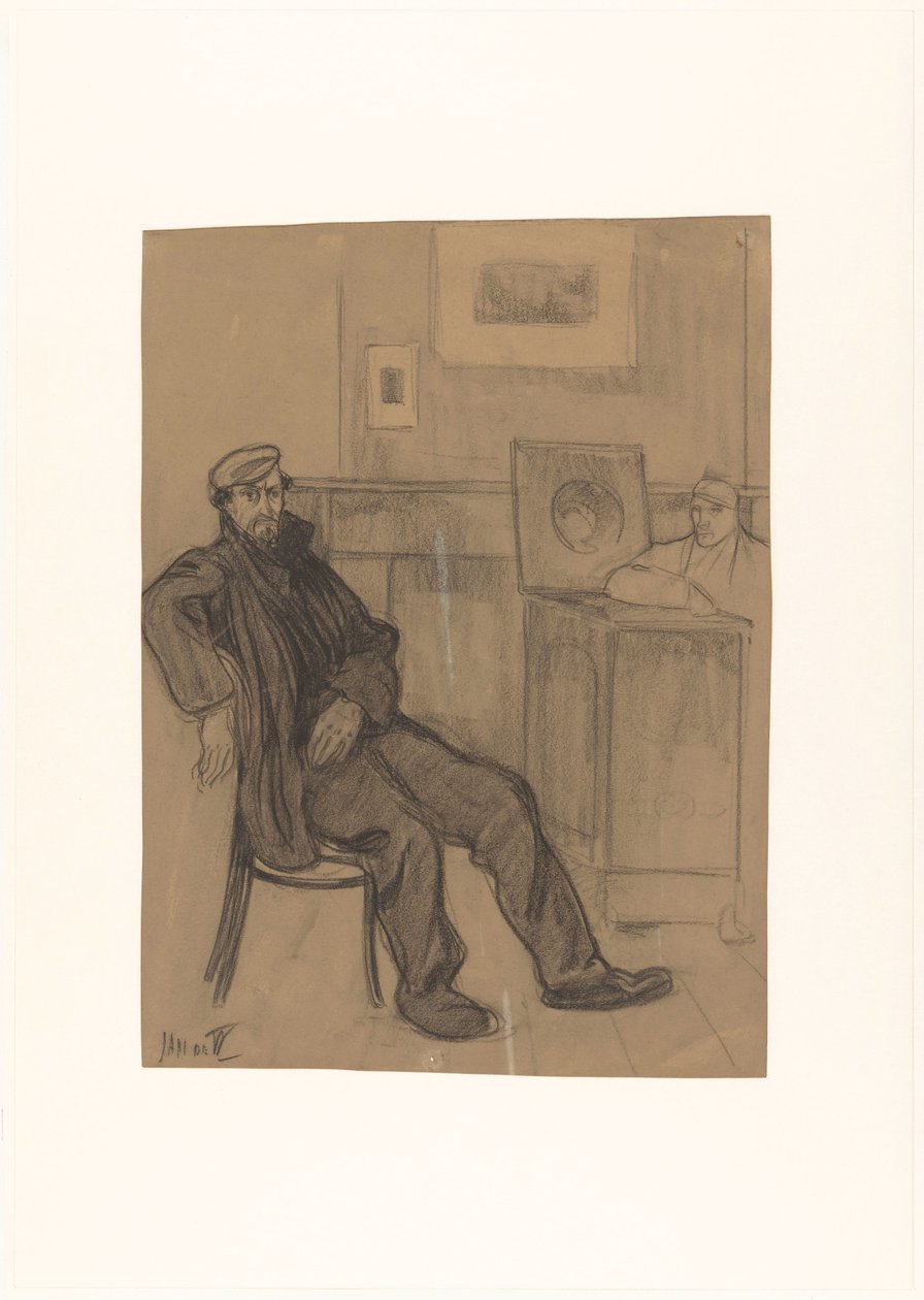 Mies tuolilla tekijältä Jan de Waardt (signed by artist)