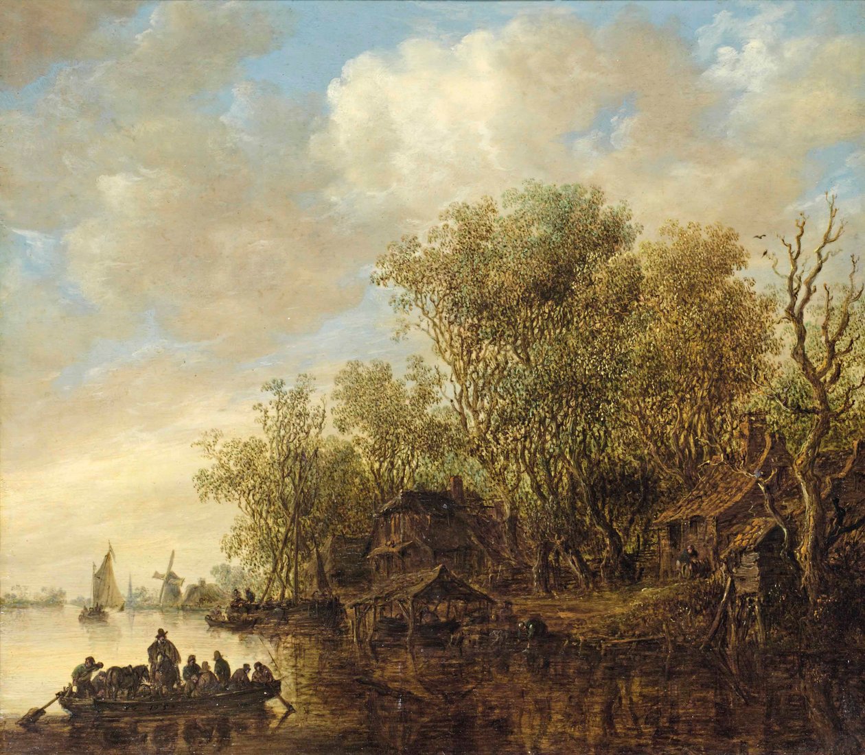 Jokimaisema ja lautta tekijältä Jan van Goyen