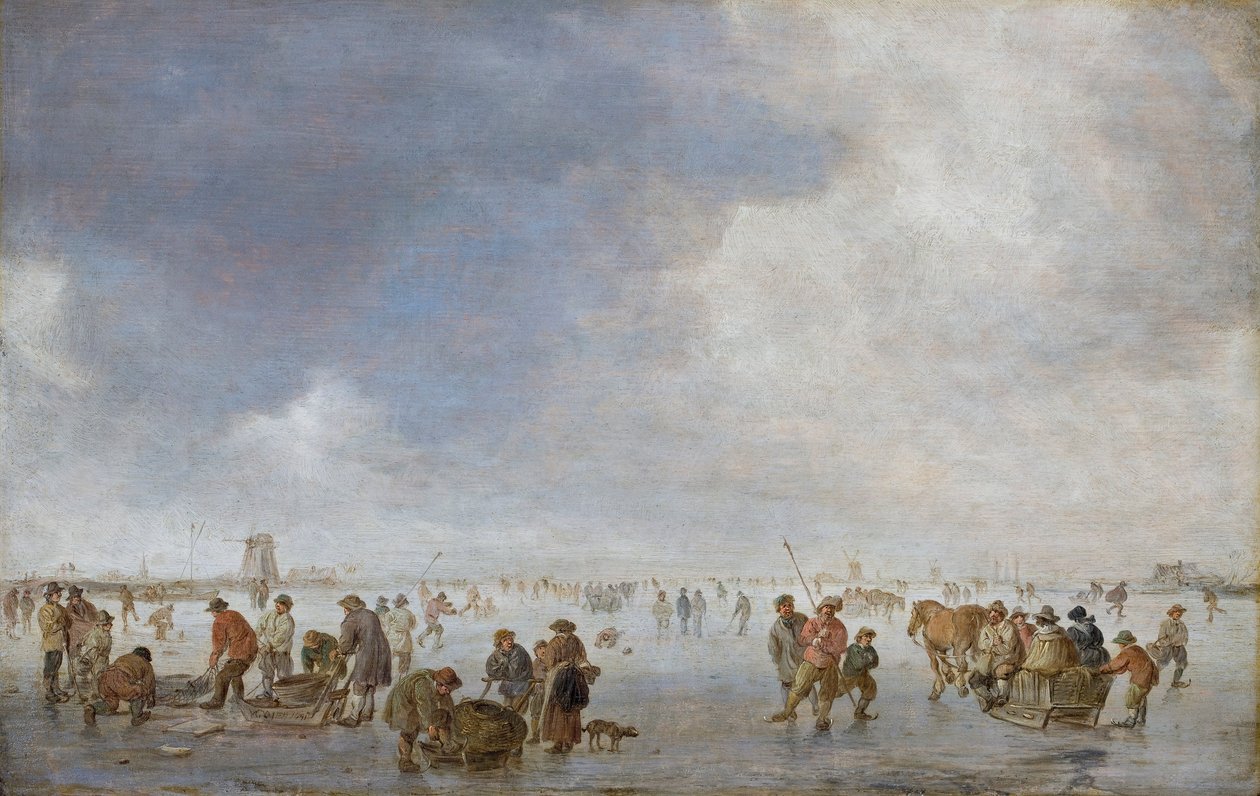Talvi kohtaus jäällä tekijältä Jan van Goyen