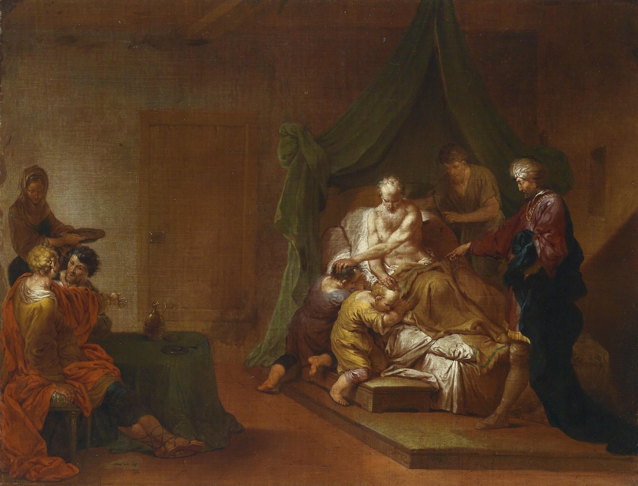 Jakob segnet die Söhne Josephs (Ephraim und Manasse) tekijältä Januarius Zick