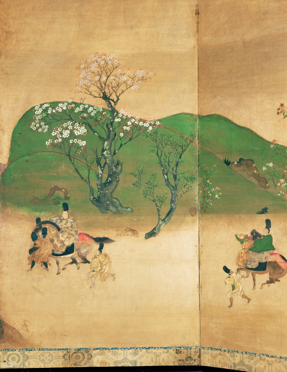 Shogun-kiertue keväällä, Edo-kausi (1603-1867) (muste paperille) tekijältä Japanese School