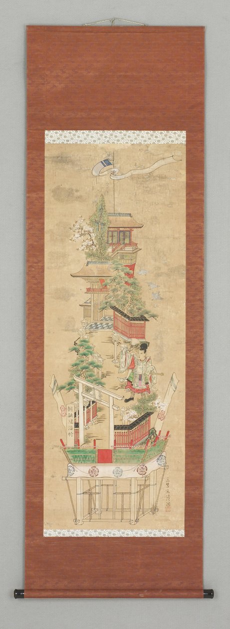 Ukiyoye-kohtaus, 1800-luvun alku (riippuva kirjakäärö) tekijältä Japanese School