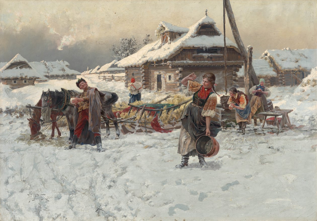 Lumipallojen heittäminen, 1892. tekijältä Jaroslav Veshin