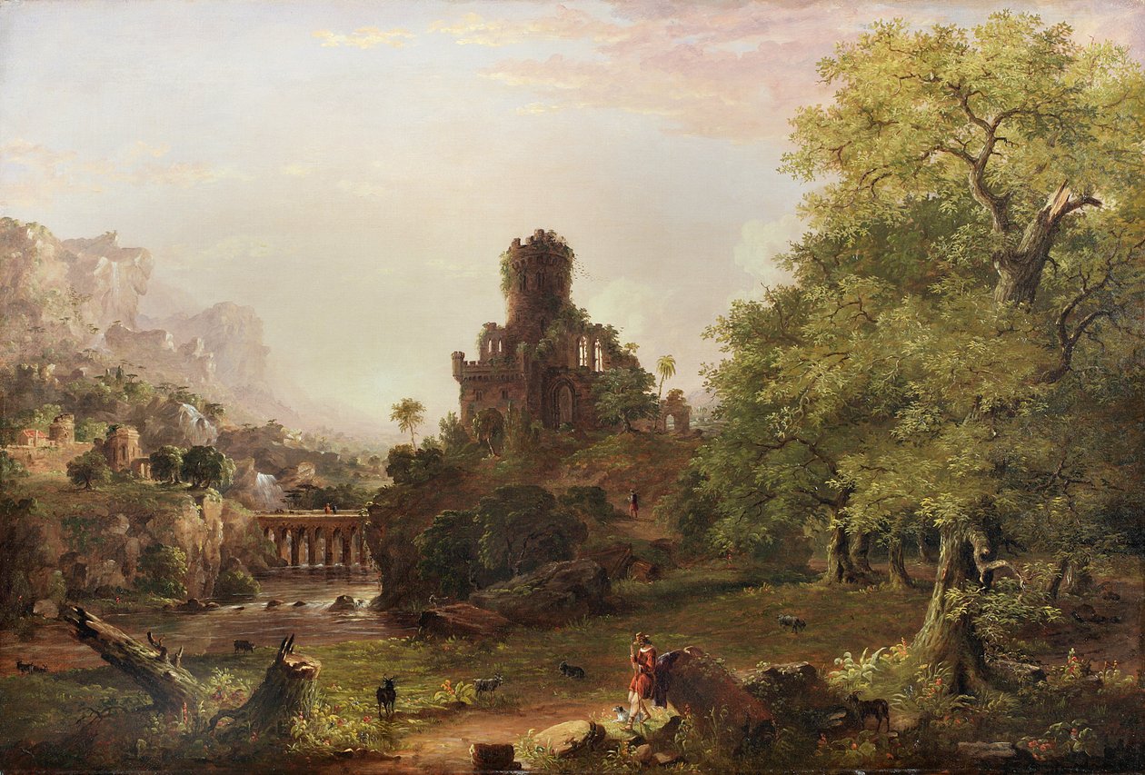 Maisema raunioilla, 1854 tekijältä Jasper Francis Cropsey