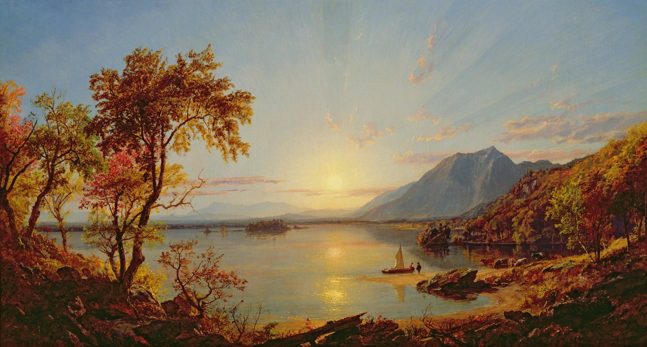 Auringonlasku, Lake George, New York, 1867 tekijältä Jasper Francis Cropsey