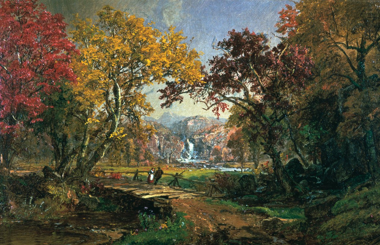 Pariskunta sillalla, 1876 tekijältä Jasper Francis Cropsey