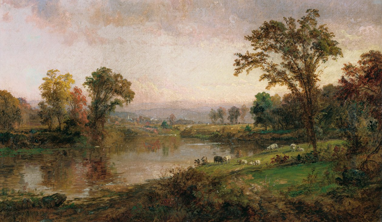Jokimaisema - alkusyksy, 1888 tekijältä Jasper Francis Cropsey