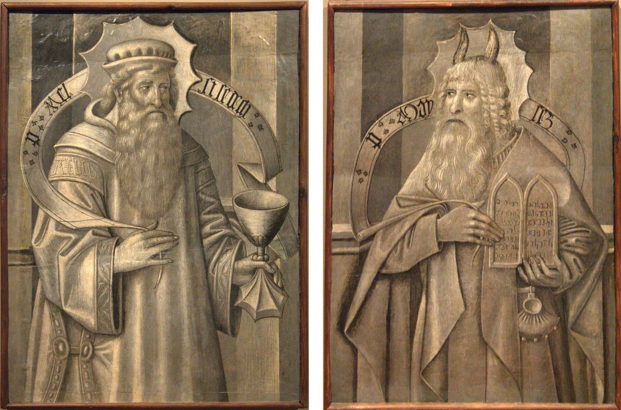Compartiments del reverse de la predel·la de Santa Maria de Ripoll- Melquisedec i Moisès tekijältä Jaume Huguet