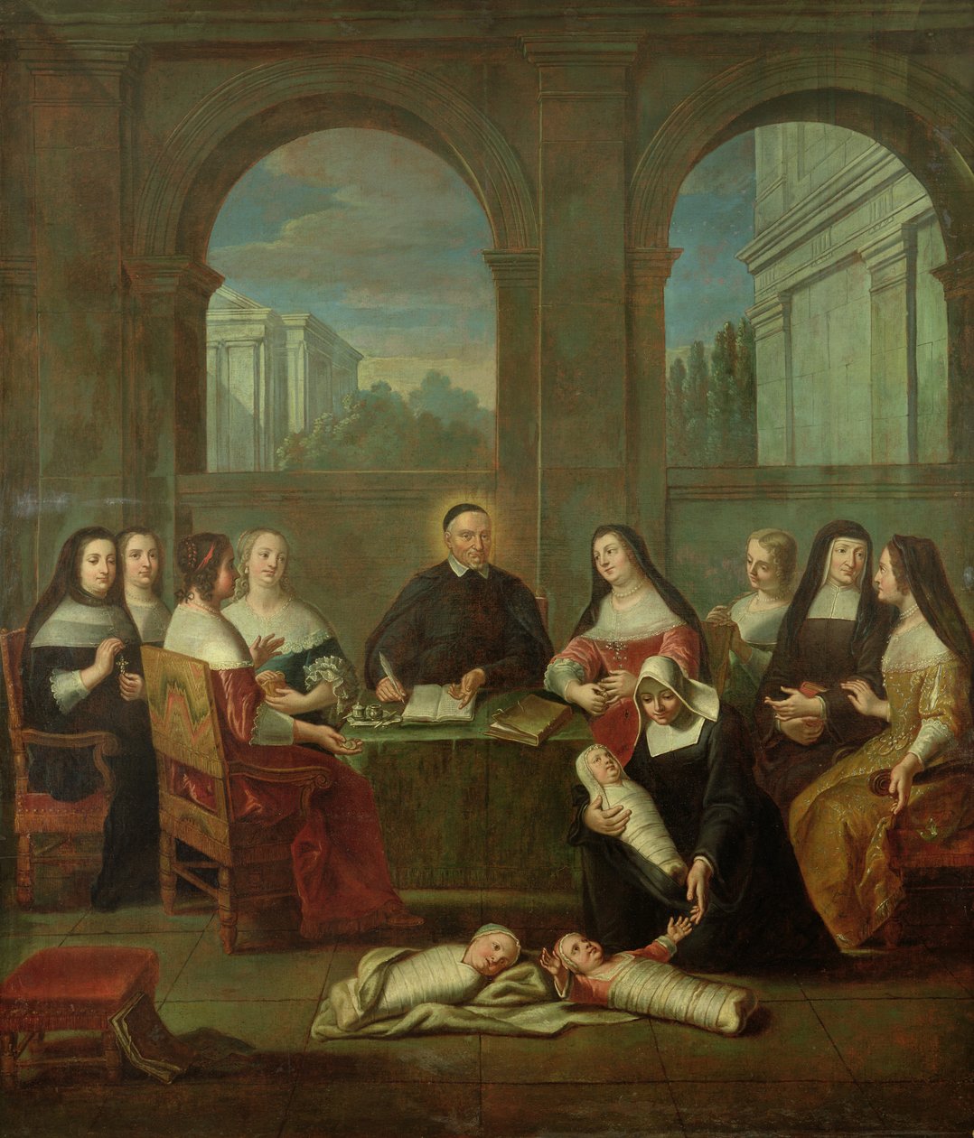 St. Vincent de Paul ja rakkauden sisaret, n. 1729 tekijältä Jean Andre