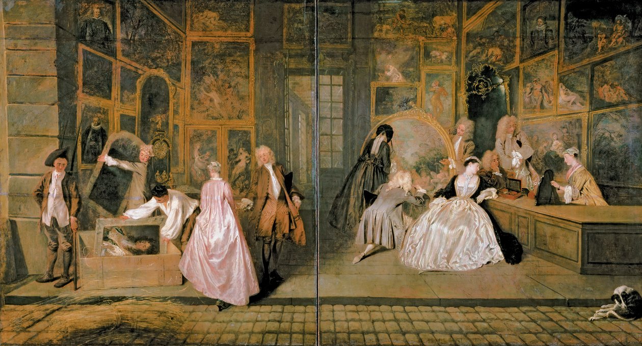 Gersaint-myymäläkyltti, 1721 tekijältä Jean Antoine Watteau