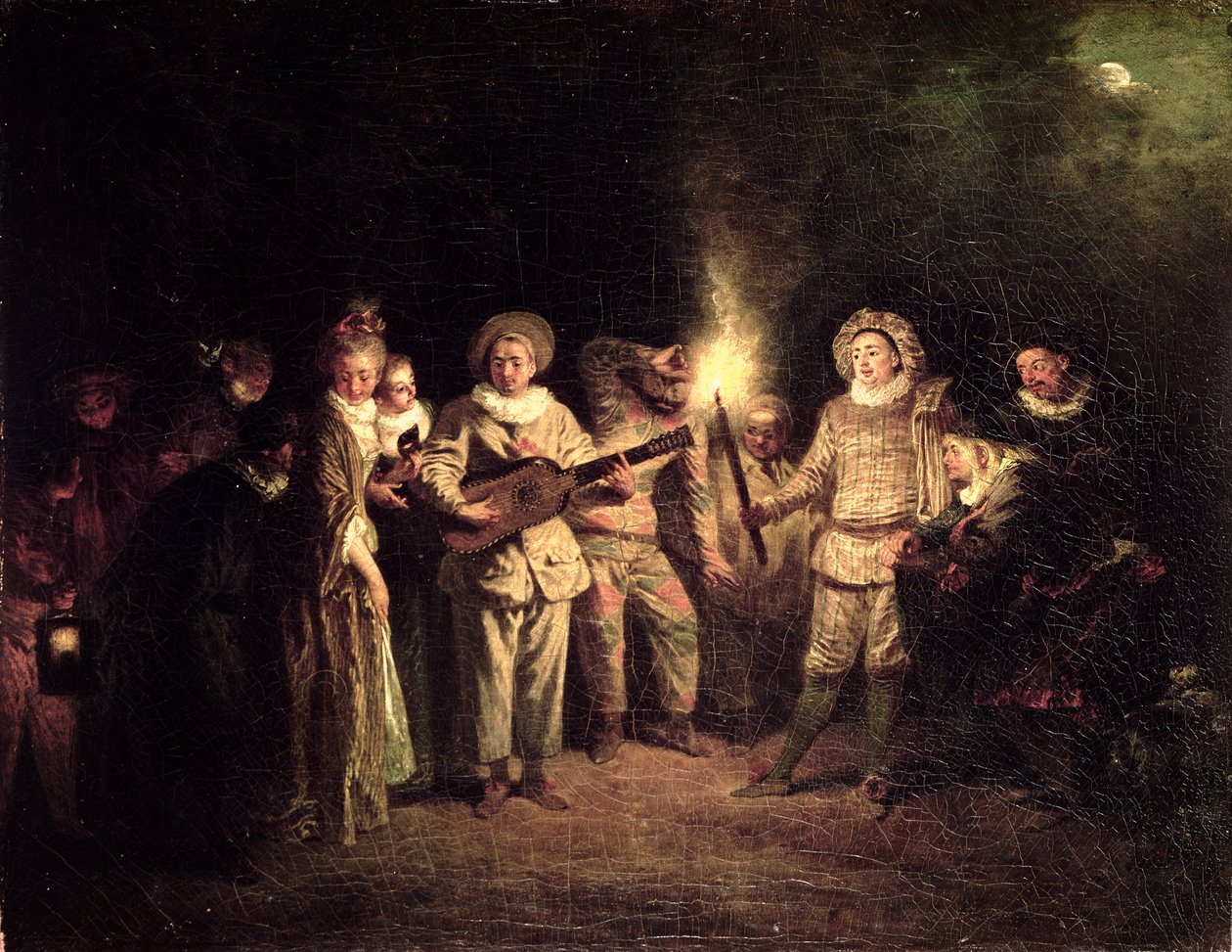 Italialainen komedia, n. 1716 tekijältä Jean Antoine Watteau