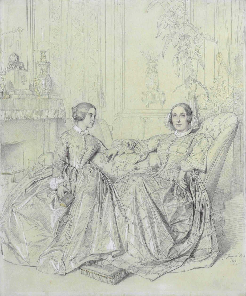 Komtessi Charles dAgoult, syntynyt Marie dAgoult, ja hänen tyttärensä Claire dAgoult tekijältä Jean Auguste Dominique Ingres