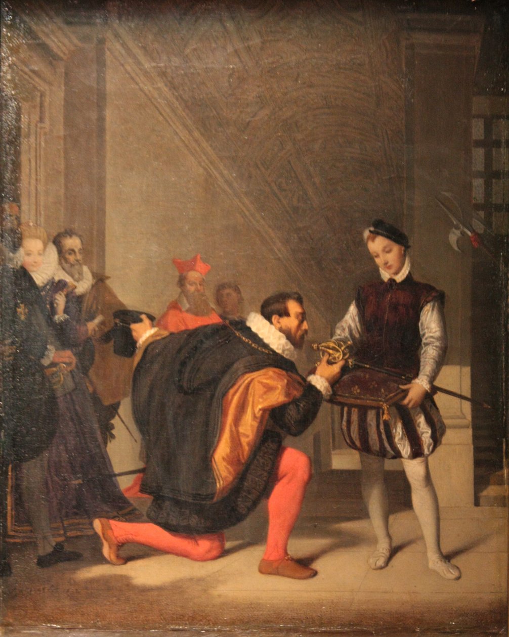 Toledon Don Pedro suutelemassa Henrik IV:n miekkaa tekijältä Jean Auguste Dominique Ingres