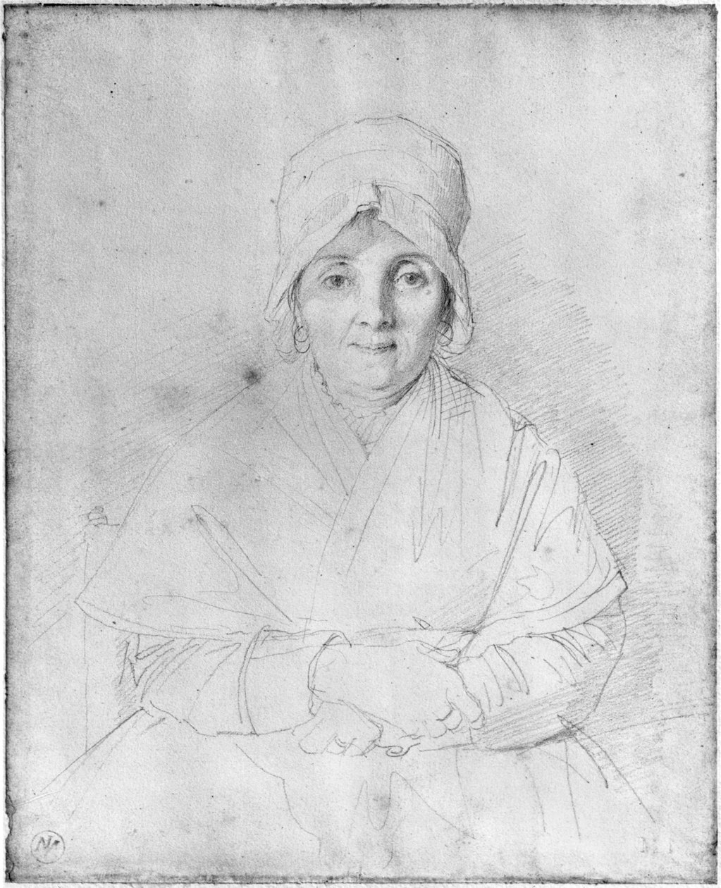 Madame Ingres Mere (1758-1817) 1814 (grafiitti paperille) tekijältä Jean Auguste Dominique Ingres