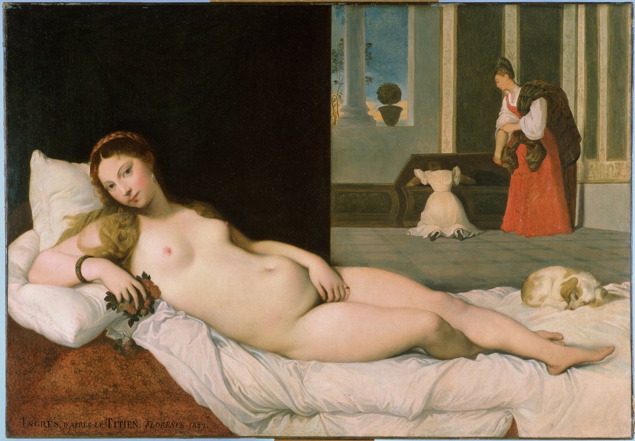 Makaava Venus, Tizianin jälkeen, 1822 (katso 291644) tekijältä Jean Auguste Dominique Ingres
