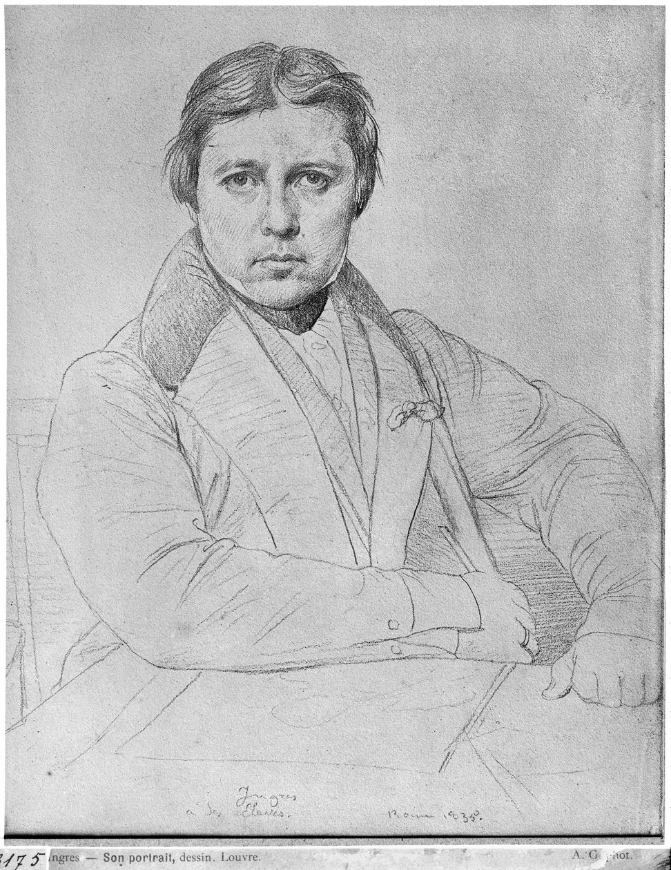 Omakuva, 1835 (grafiitti paperille) tekijältä Jean Auguste Dominique Ingres