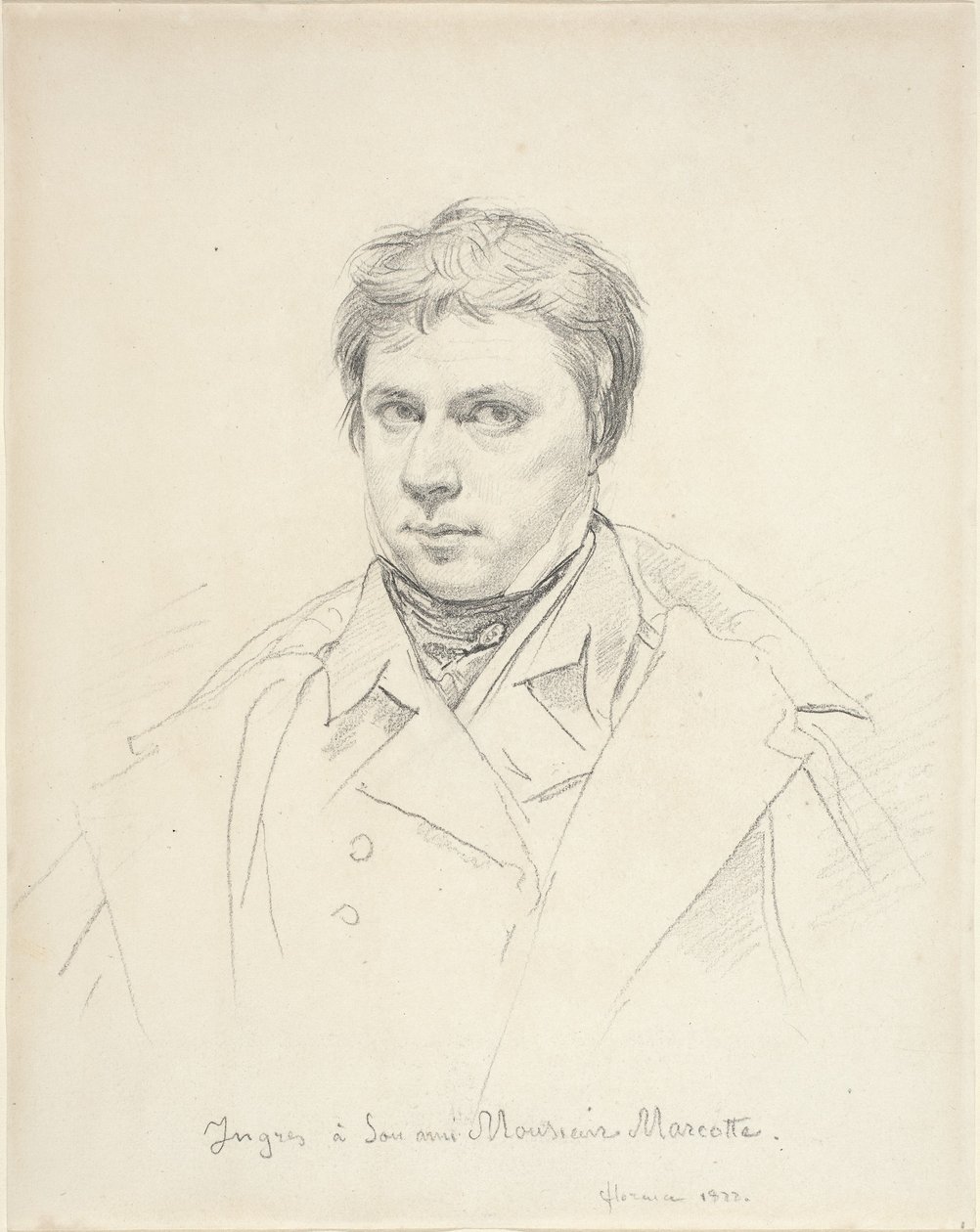 Omakuva, 1822 (grafiittia kudottupaperille, asetettu maahan) tekijältä Jean Auguste Dominique Ingres
