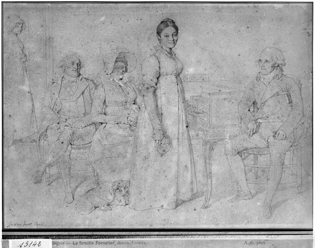 Forestier-perhe, 1806 (grafiitti paperille) (katso myös 233242) tekijältä Jean Auguste Dominique Ingres