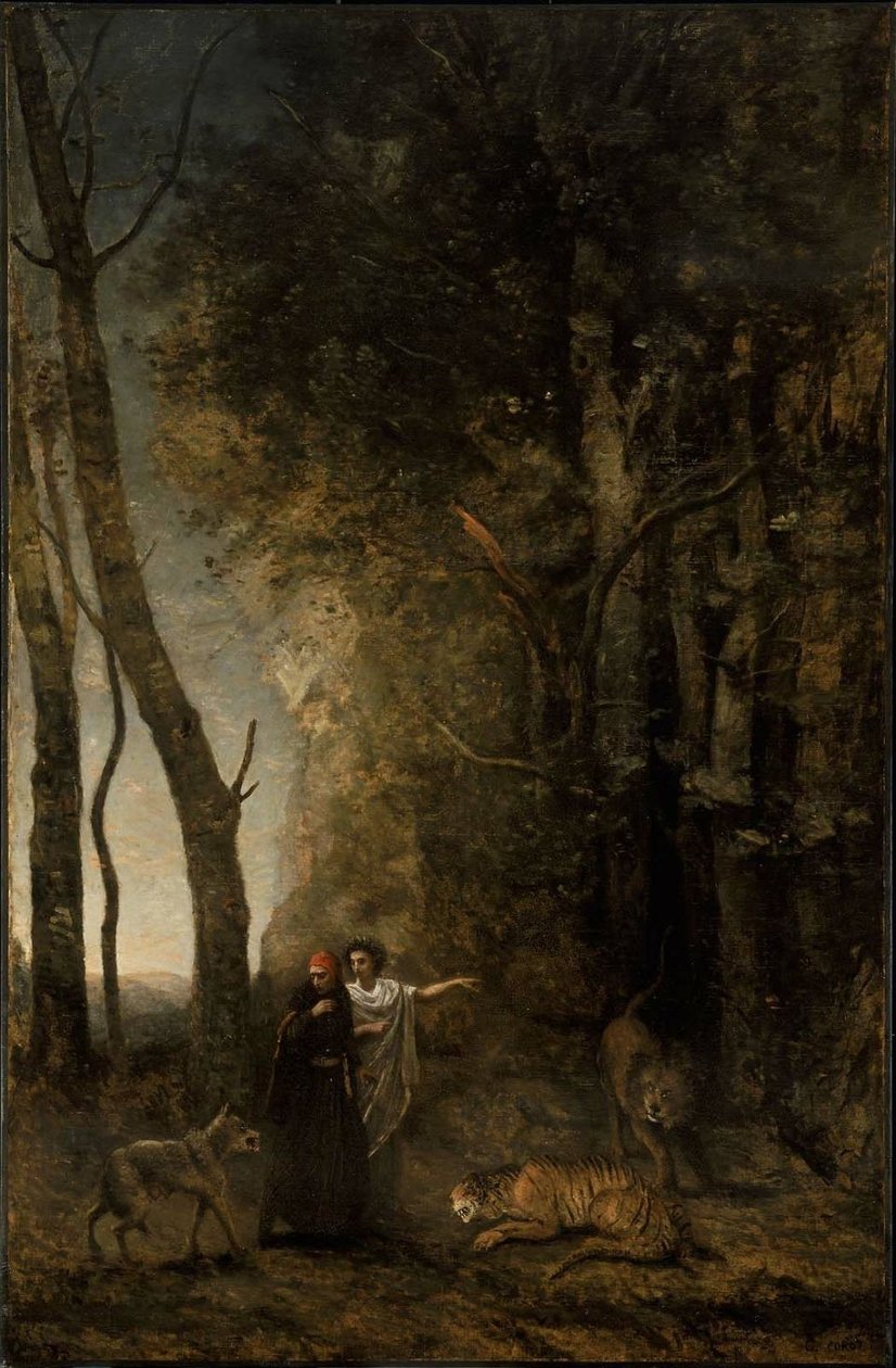 Dante ja Virgil tekijältä Jean Baptiste Camille Corot