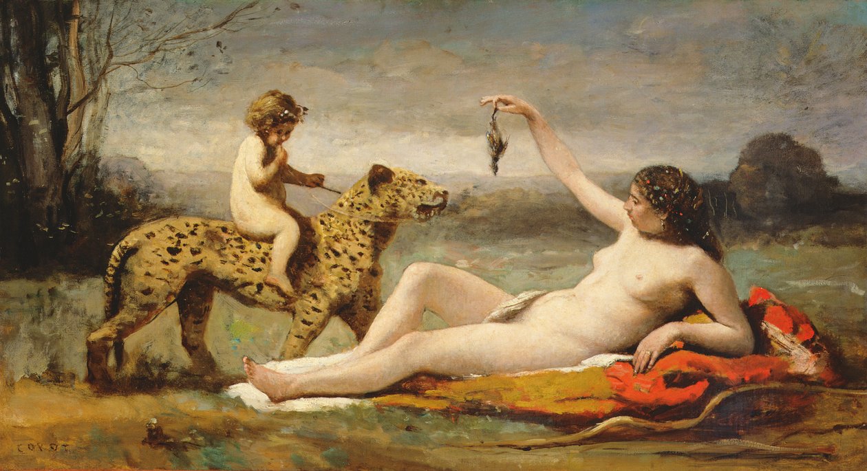La bacchante a la panthere, 1855-60 tekijältä Jean Baptiste Camille Corot