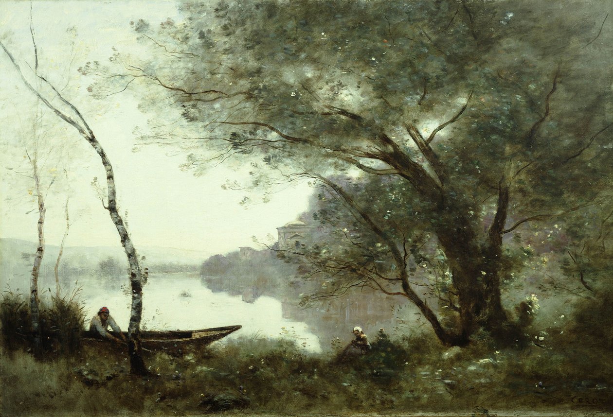 Le Batelier de Mortefontaine tekijältä Jean Baptiste Camille Corot