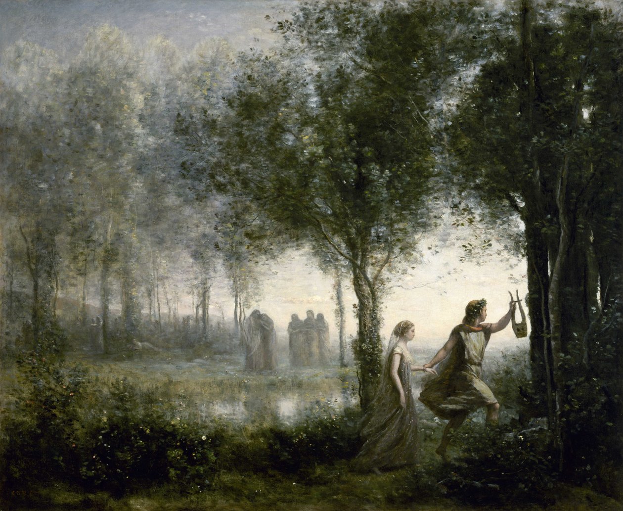 Orpheus Johtava Eurydice alamaailmasta tekijältä Jean Baptiste Camille Corot