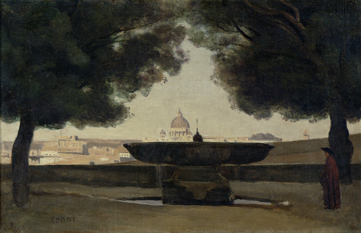 Ranskan Akatemian suihkulähde Roomassa, 1826-27 tekijältä Jean Baptiste Camille Corot