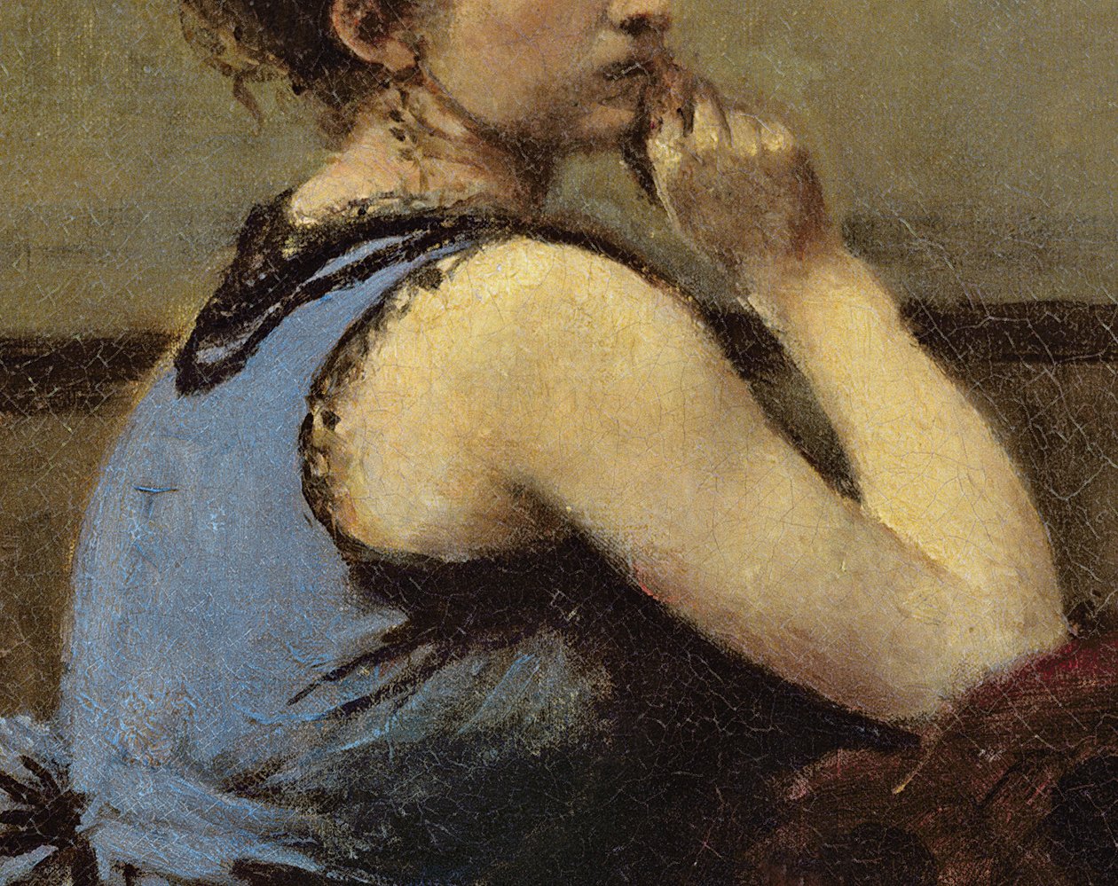The Woman in Blue, 1874 (yksityiskohta numerosta 82880) tekijältä Jean Baptiste Camille Corot
