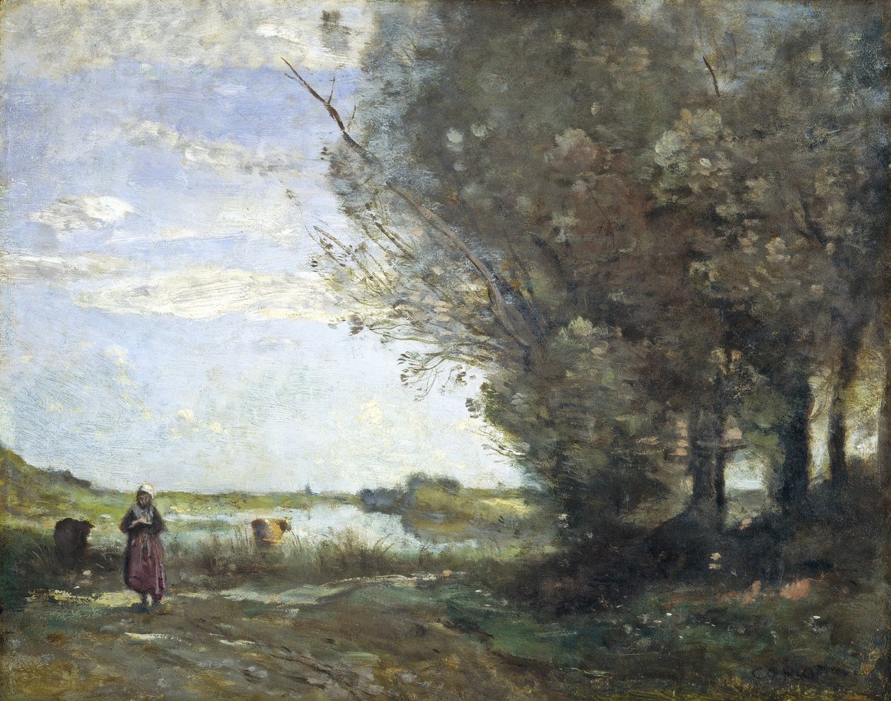 Vue sur la rivière tekijältä Jean Baptiste Camille Corot