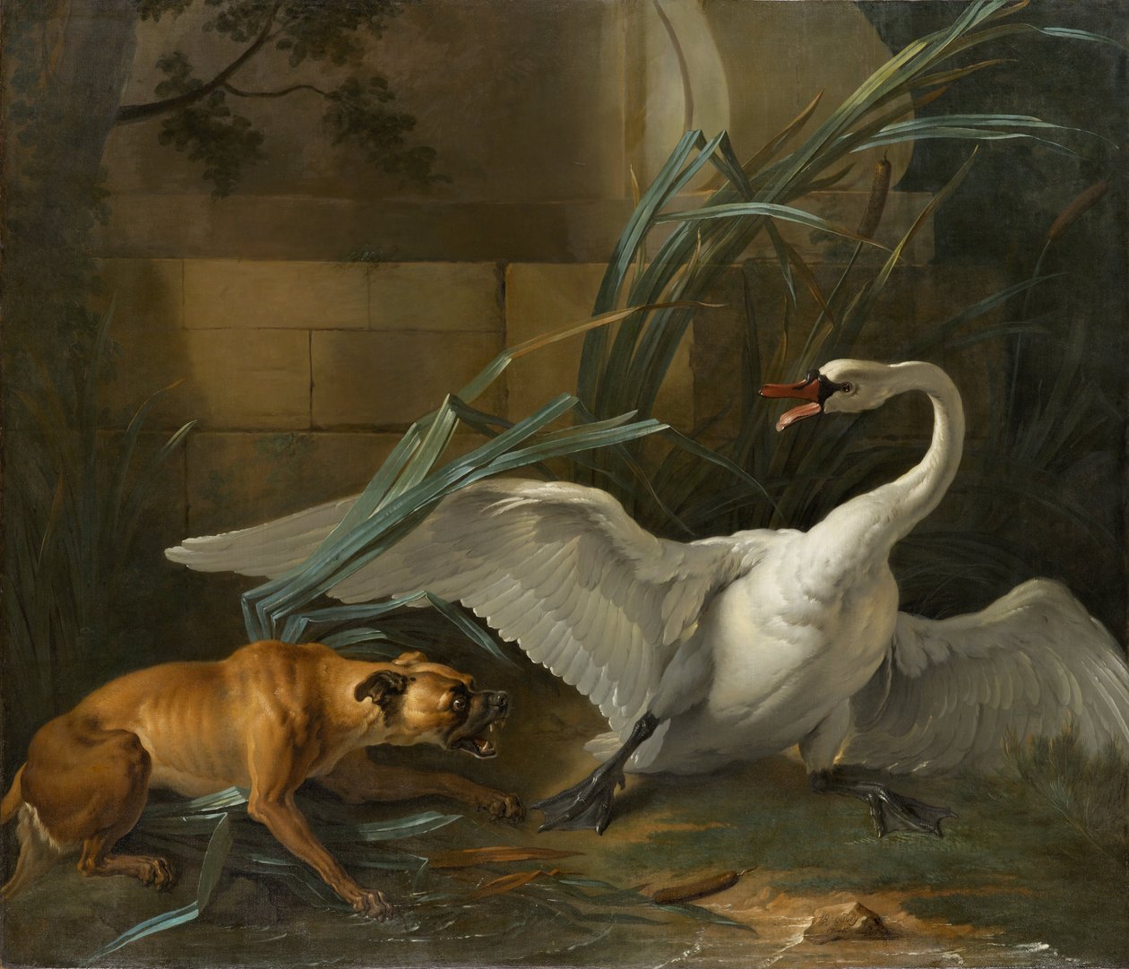 Cygne attaqué par un chien tekijältä Jean Baptiste Oudry