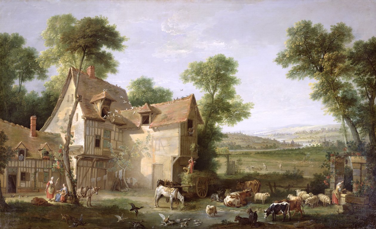 Maatila, 1750 tekijältä Jean Baptiste Oudry
