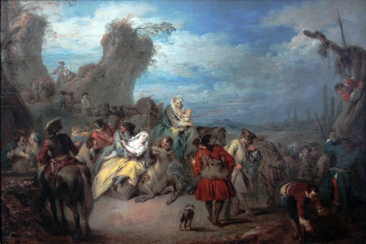 Die Truppenrast (Krieg) tekijältä Jean Baptiste Pater