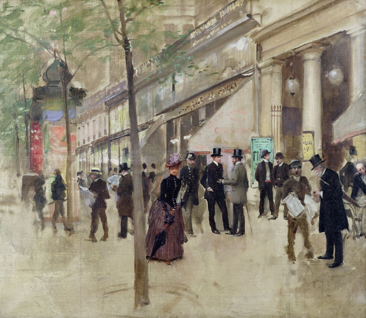 Boulevard Montmartre ja Theater des Varietes, n. 1886 tekijältä Jean Beraud