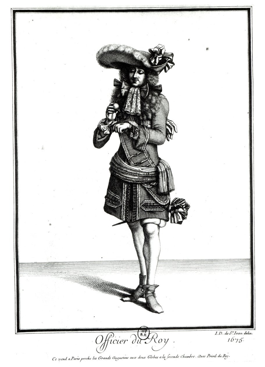 Kuninkaan upseeri, 1675 (bw printti) tekijältä Jean Dieu de Saint Jean