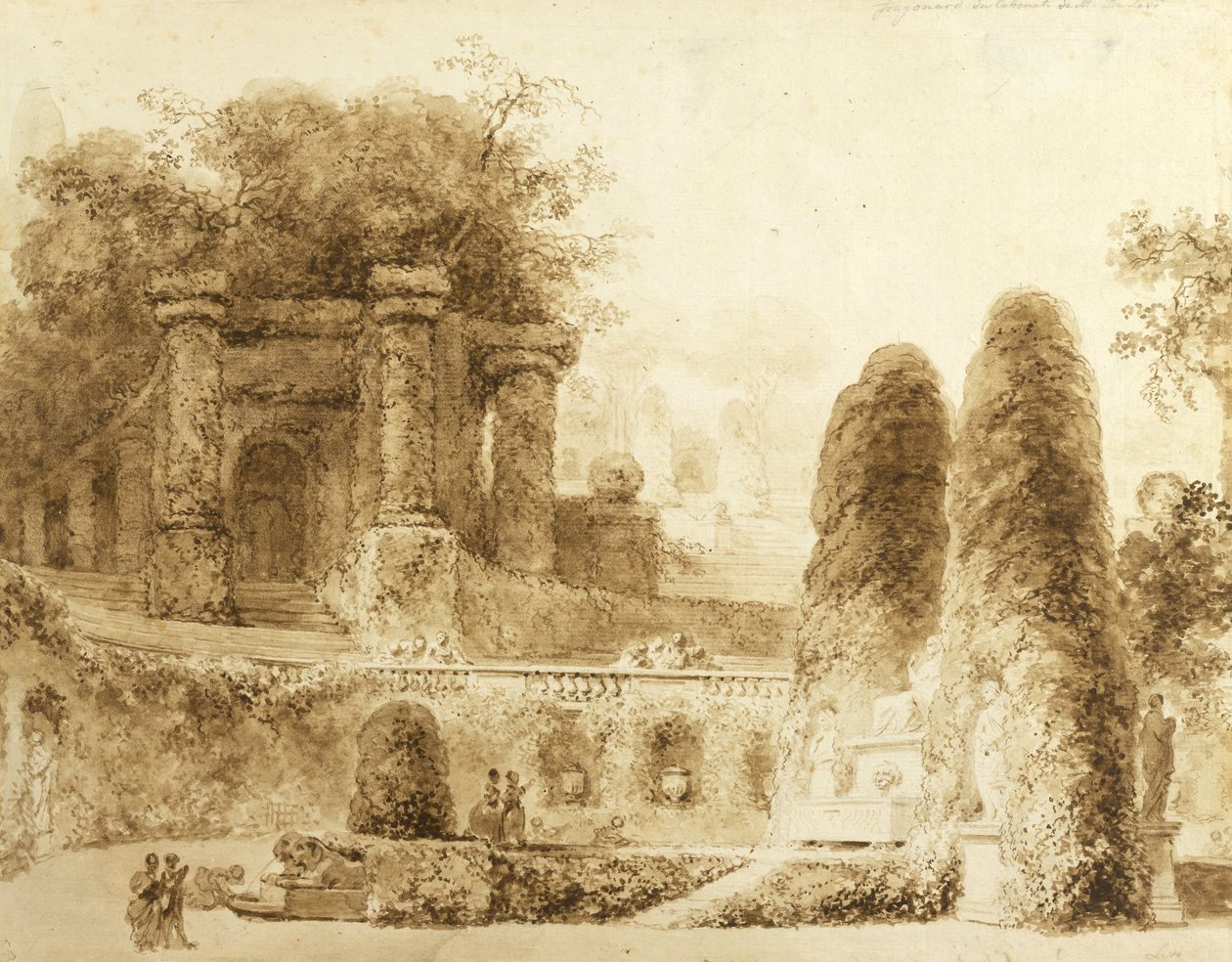 Roomalainen puisto ja suihkulähde, 1774 tekijältä Jean Honore Fragonard