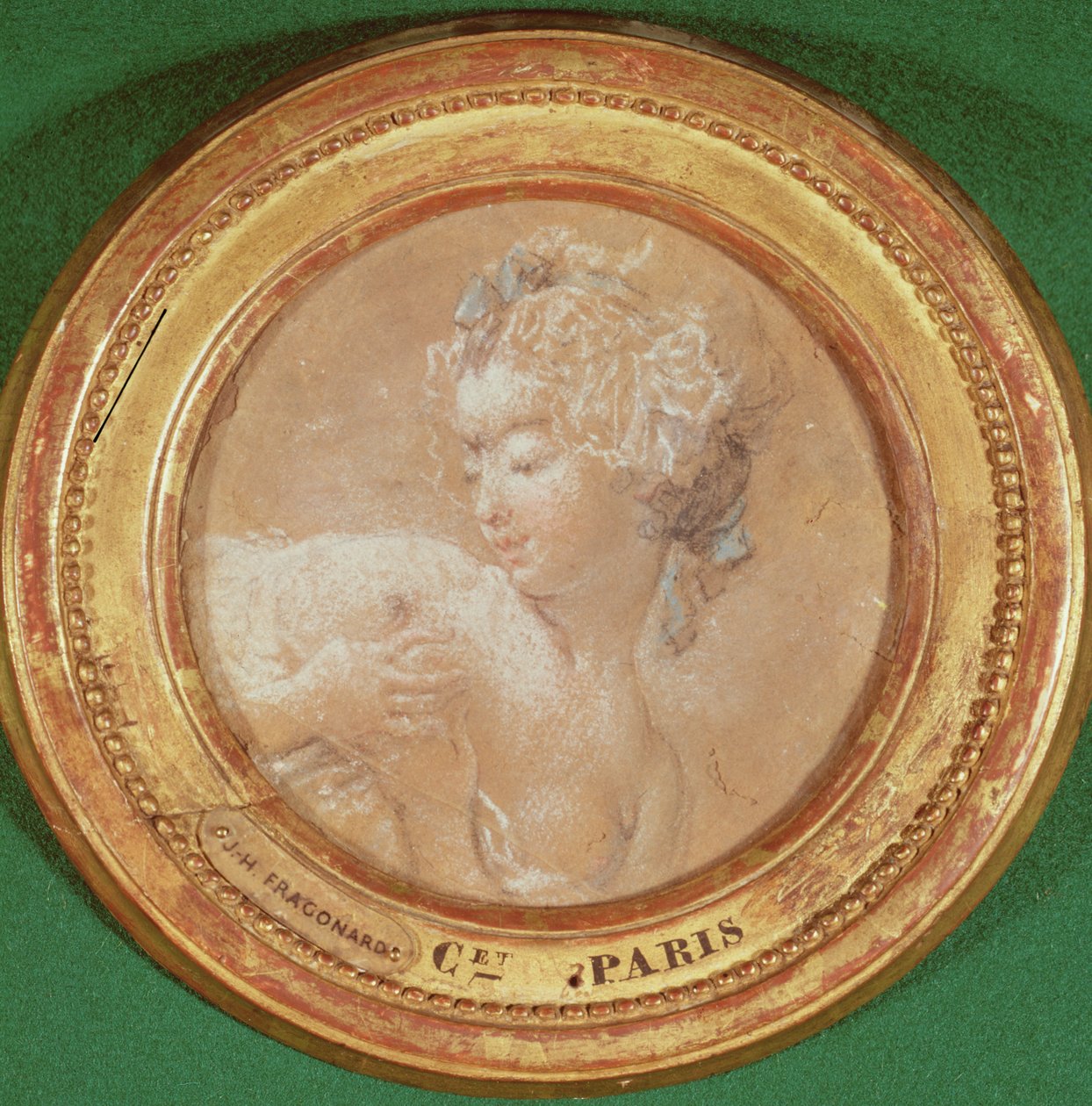Nuori tyttö puristaa rintojaan (pastelli paperille) tekijältä Jean Honore Fragonard