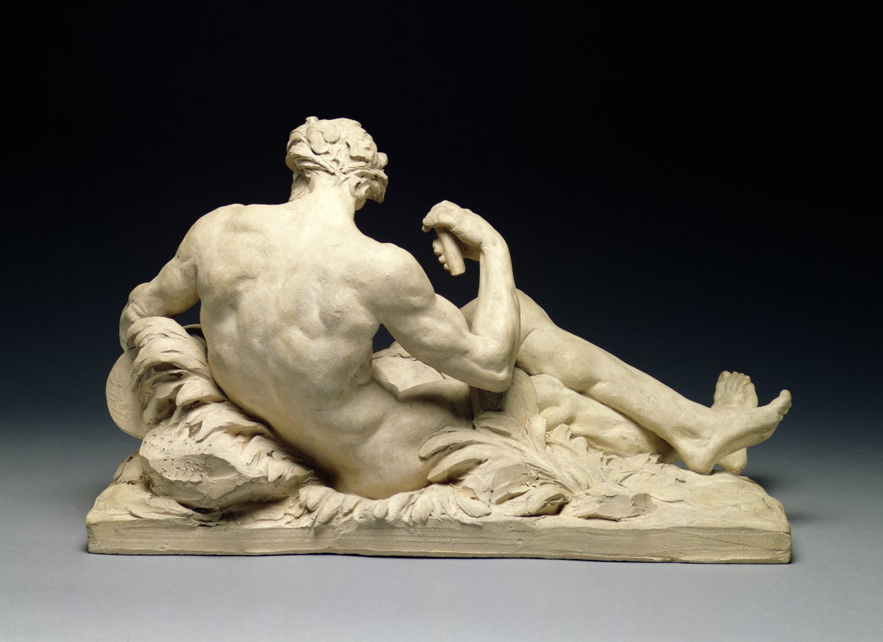 River God (takanäkymä) n. 1755 (terrakotta) (katso edestä katso 66077) tekijältä Jean Jacques Caffieri