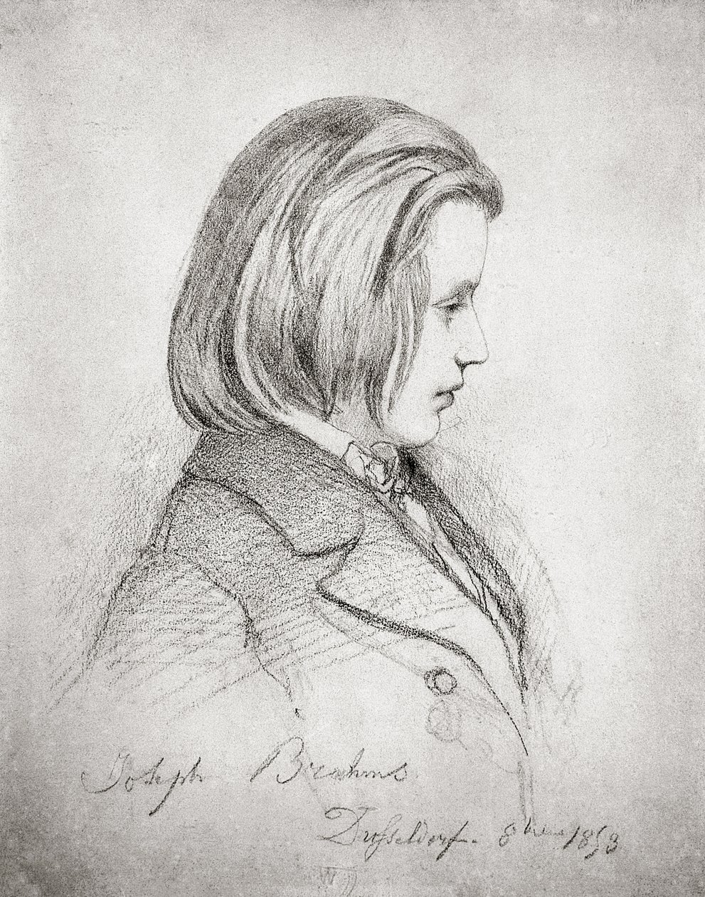 Parikymppisen Johannes Brahmsin (1833-97) muotokuva, 1853 tekijältä Jean Joseph Bonaventure Laurens