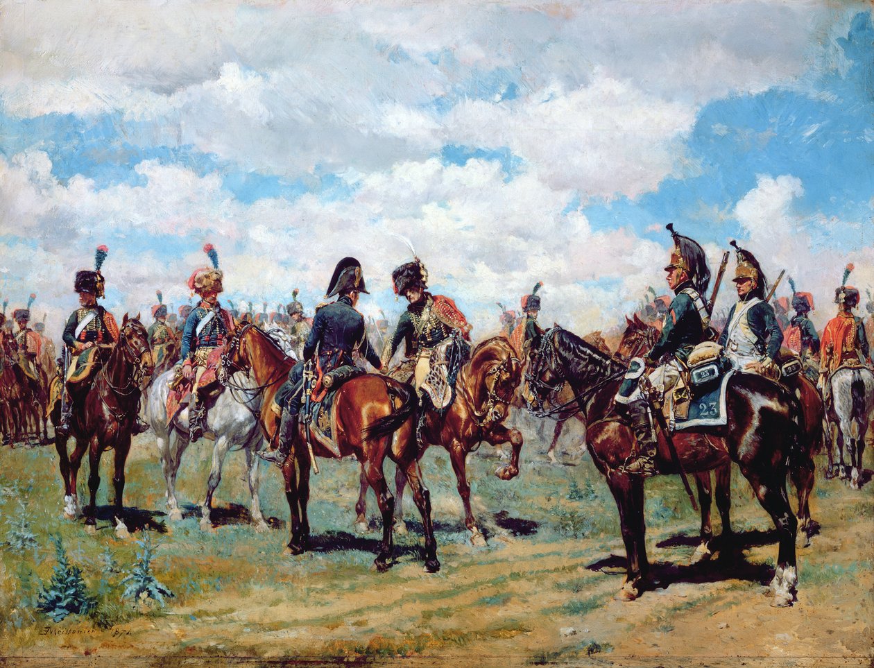 Sotilaita hevosen selässä tekijältä Jean Louis Ernest Meissonier