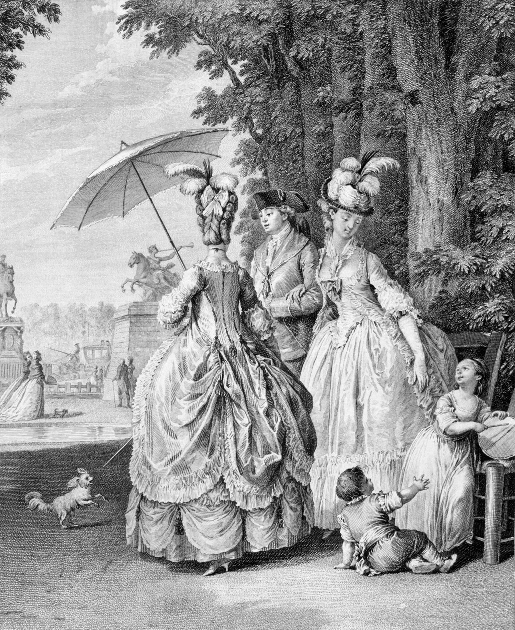 The Rendezvous at Marly, kaiverrus Carl Guttenberg (1743-1790) tekijältä Jean Michel the Younger Moreau