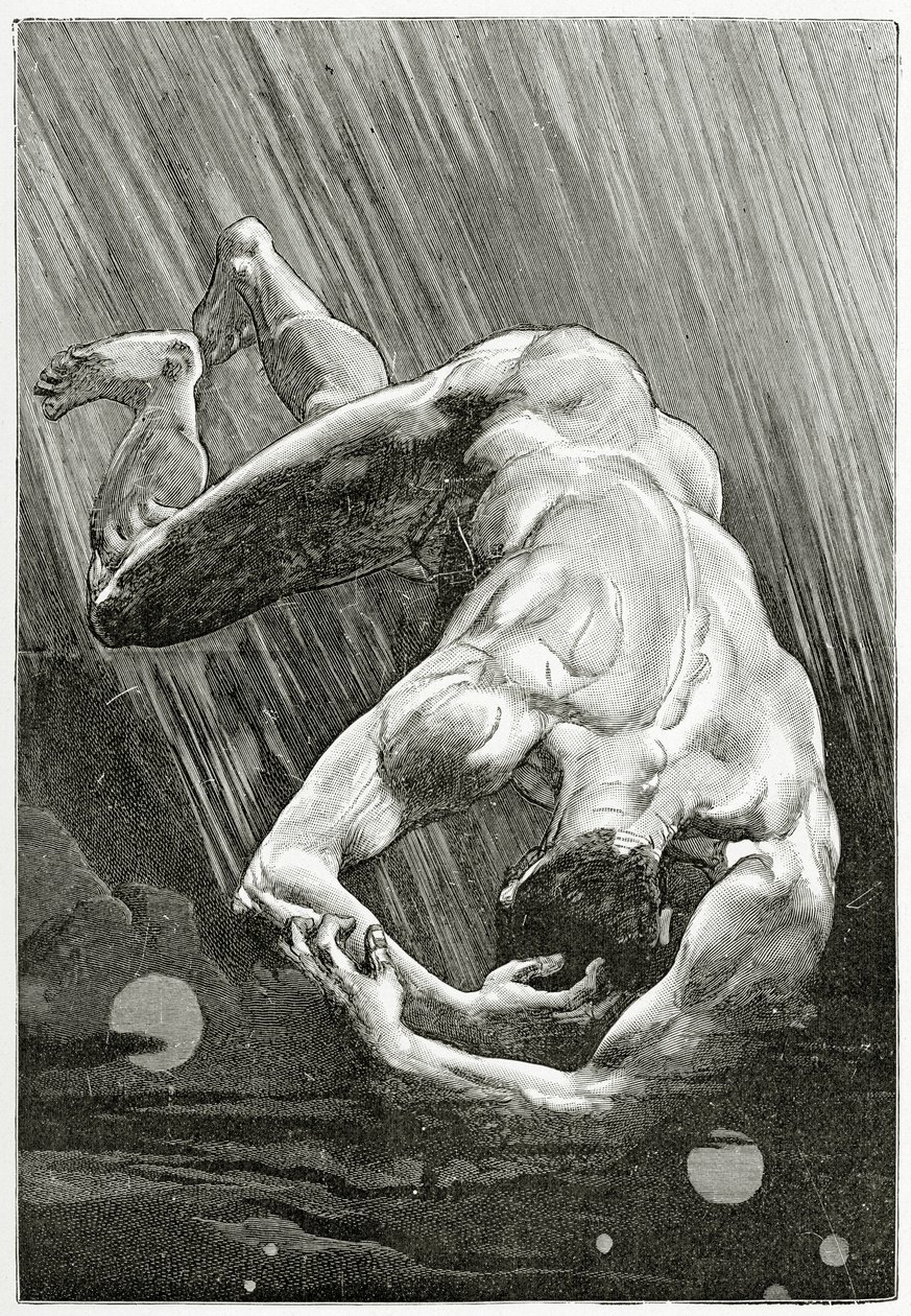 La Fin de Satan, 19. vuosisata (bw kaiverrus) tekijältä Jean Paul Laurens