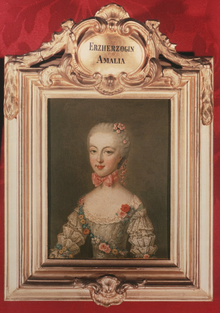 Arkkiherttuatar Maria Amalia (1746-1804) keisari Frans I:n (1708-65) ja Itävallan keisarinna Maria Teresian (1717-80) tytär 1762 1762 tekijältä Jean Étienne Liotard