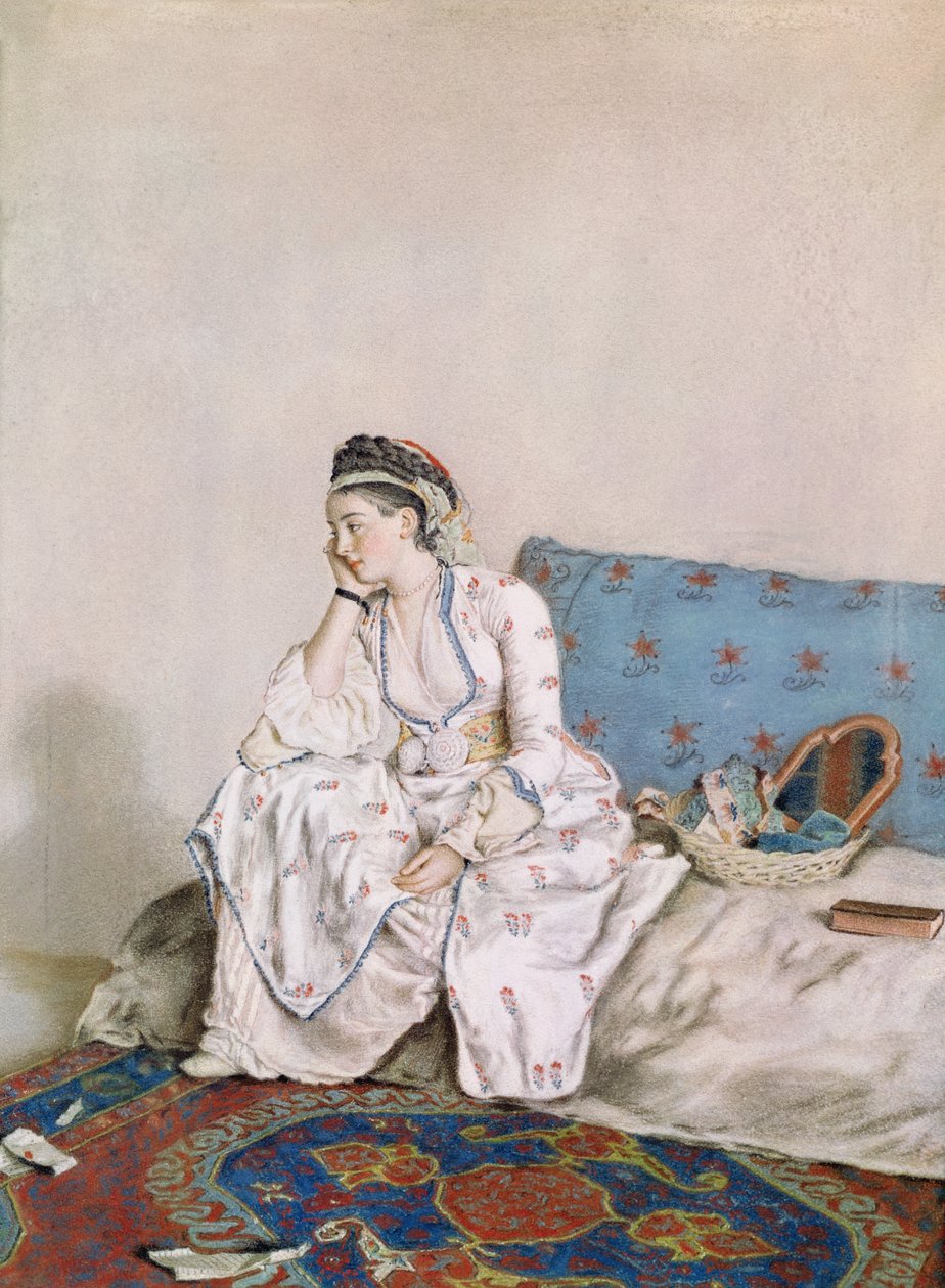Coventryn kreivitär Mary Gunningin muotokuva, 1749 (pastelli paperille) tekijältä Jean Étienne Liotard