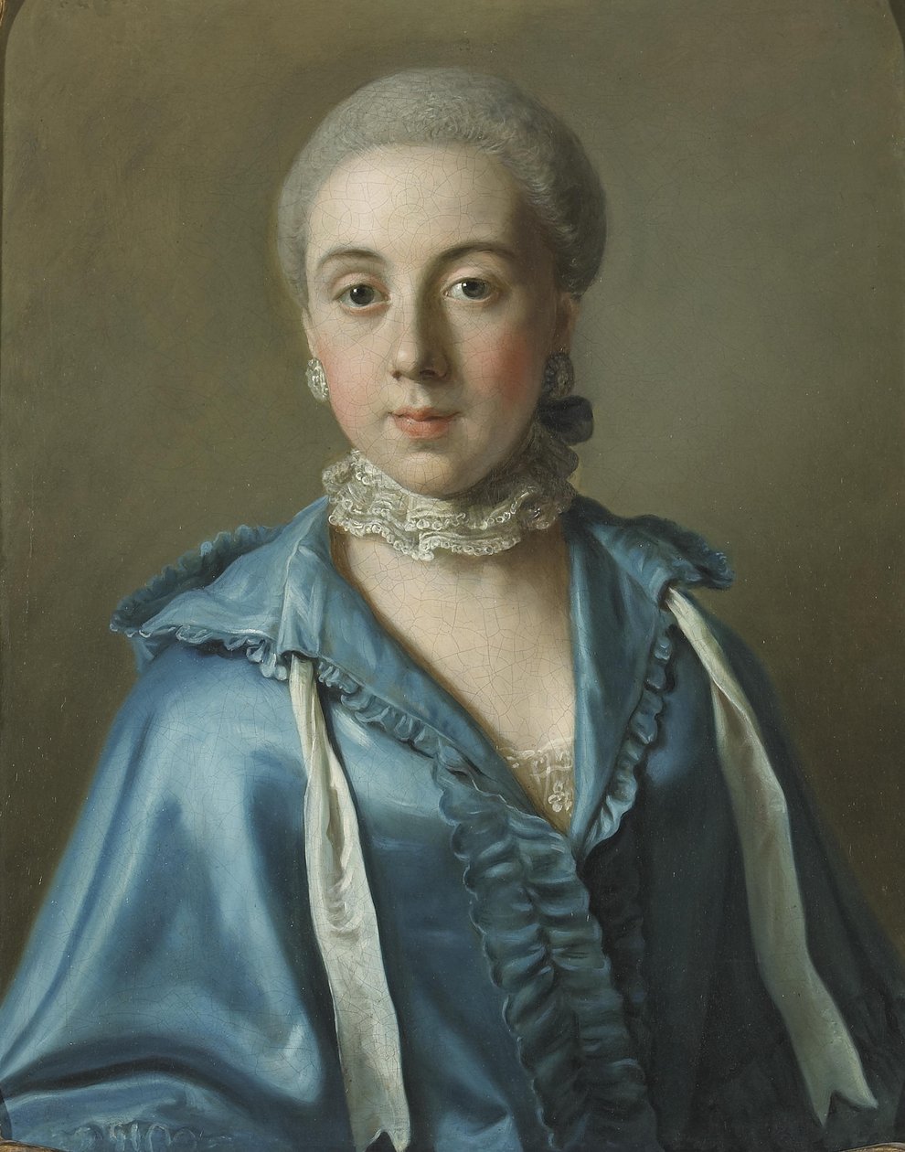 Muotokuva dyyni dame avec une robe bleue et col de dentelle tekijältä Jean Étienne Liotard