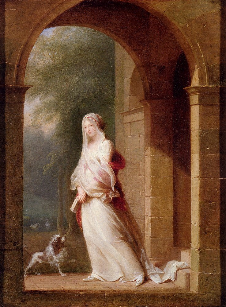  Sous une archenEnglish: A Young Woman Standing In An Archwayn. tekijältä Jean Baptiste Mallet
