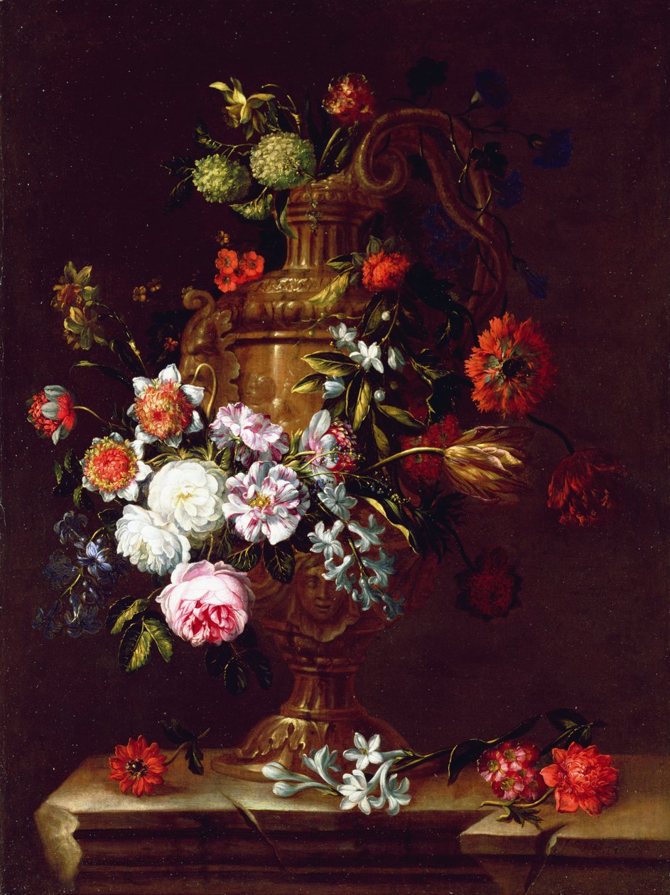 Kukkien asetelma uurnassa, 1600-luku tekijältä Jean Baptiste Monnoyer