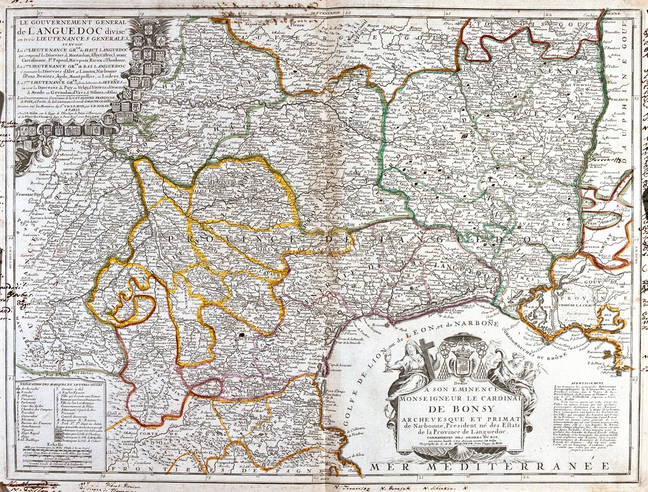 Ranska (alue: Languedoc-Roussillon, läntiset Rhône-Alpes, Midi-Pyrénées), Espanja(yhteisö: Katalonia), Andorra, Ranska. tekijältä Jean Baptiste Nolin