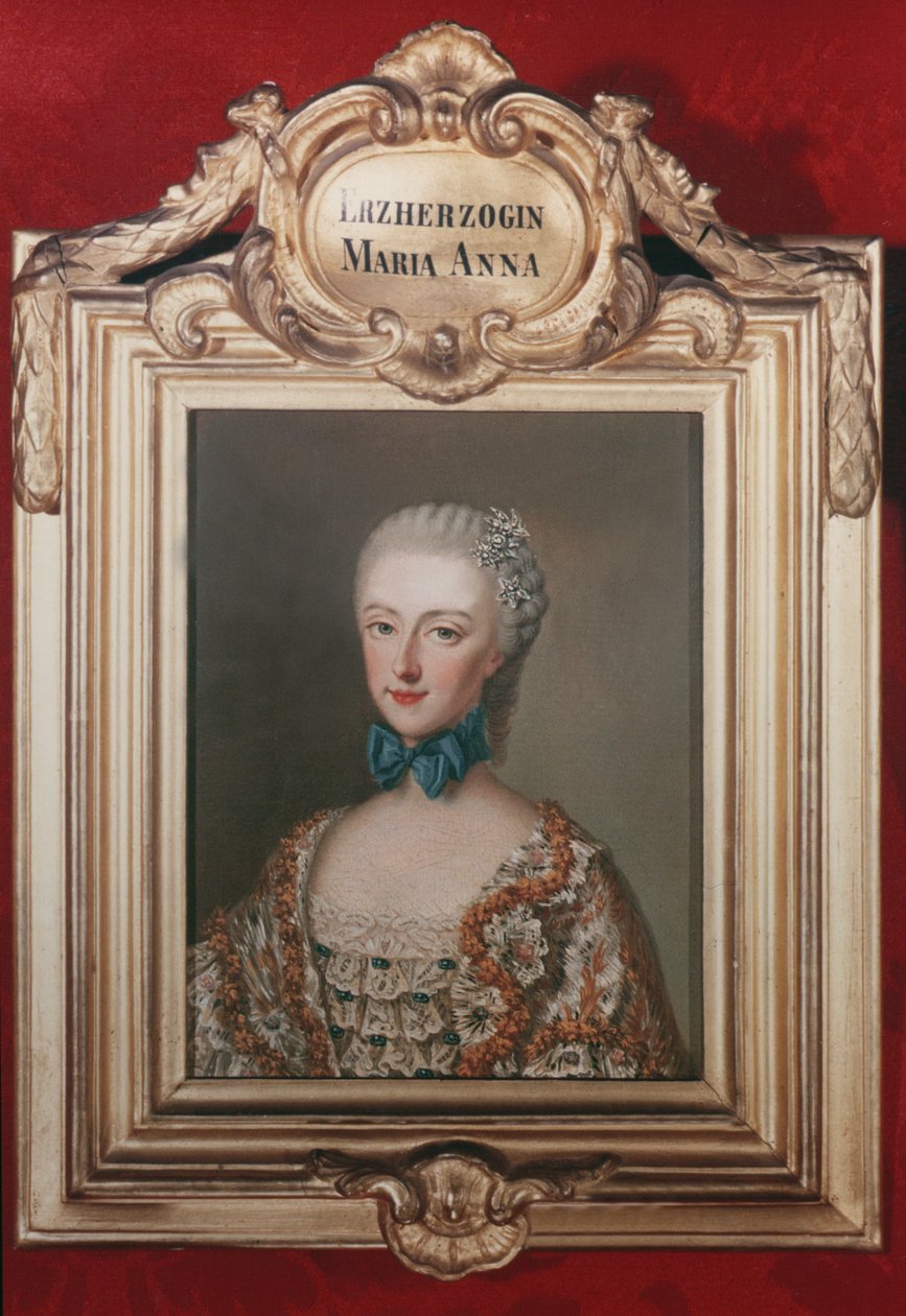 Arkkiherttuatar Maria Anna "Marianne" (1738-89) keisari Francis I:n (1708-65) ja Itävallan keisarinna Maria Teresan (1717-80) tytär 1762 tekijältä Jean Étienne Liotard