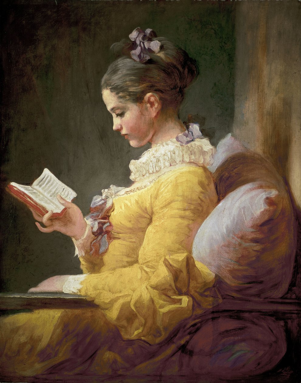 Nuori tyttö lukemassa, n. 1770 tekijältä Jean Honore Fragonard